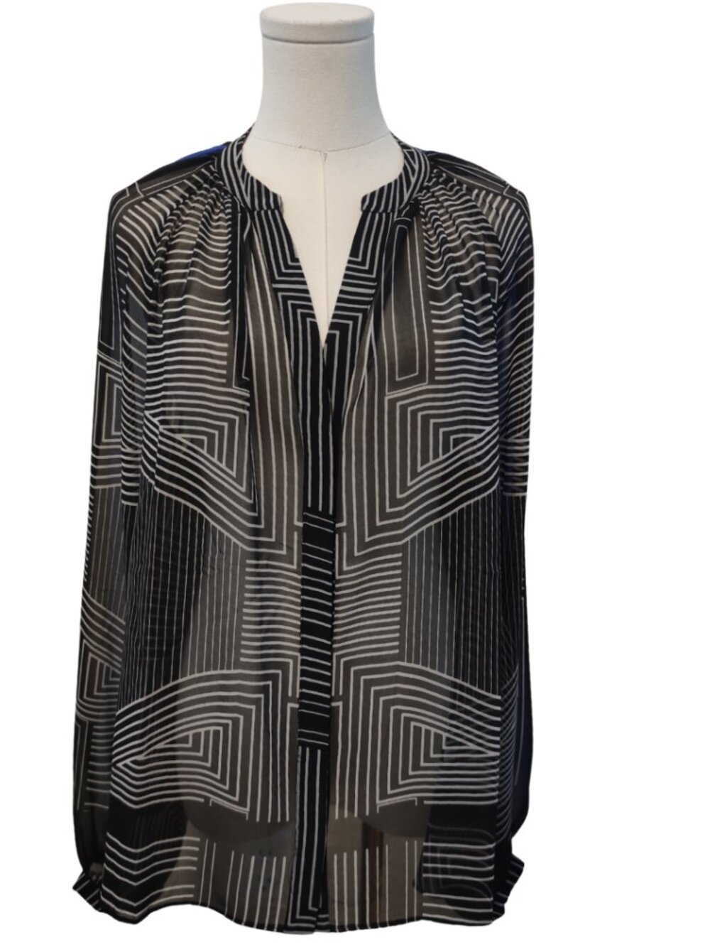 NWT Sheer Geometric Print Top